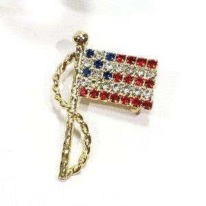 5/$25 Vintage American Flag Brooch Crystals